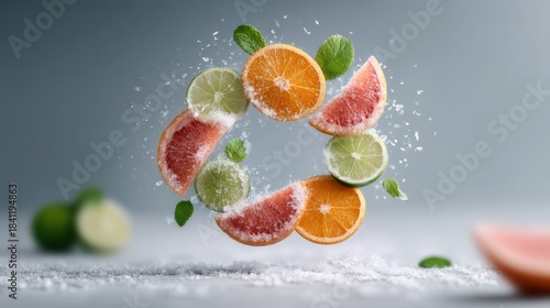 citrus and ice circular flow in cool gradient texture pattern