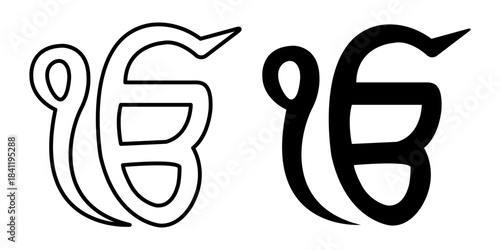 Vector illustration of Ik Onkar sikh symbol set on transparent background