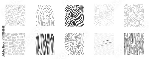 Sketch pencil hand drawn texture set, crosshatch line doodle grunge background. Scribble graphite strokes, lines, wood, shading elements.