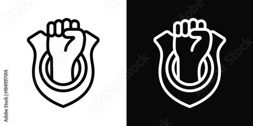 Courage Icon White And Black Background Style