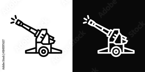 Artillery Icon White And Black Background Style