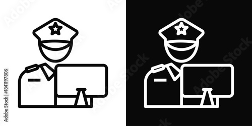 Officer Icon White And Black Background Style