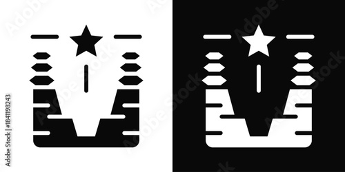 Trench Icon White And Black Background Style