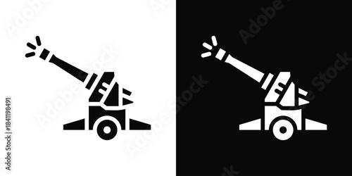 Artillery Icon White And Black Background Style