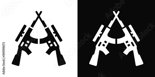 Combat Icon White And Black Background Style