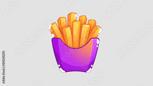 Cartoon French Fries in a Purple Container Illustration.
