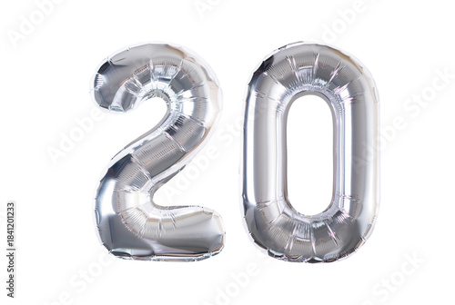 Fototapeta inflatable ball figured silver number on a white background