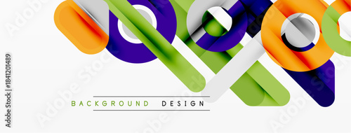 Abstract colorful lines create dynamic composition. Modern design elements suggest movement, energy, visual appeal. Bright hues dominate.