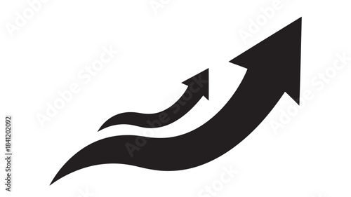 Two black arrows pointing upwards, symbolizing growth and progress