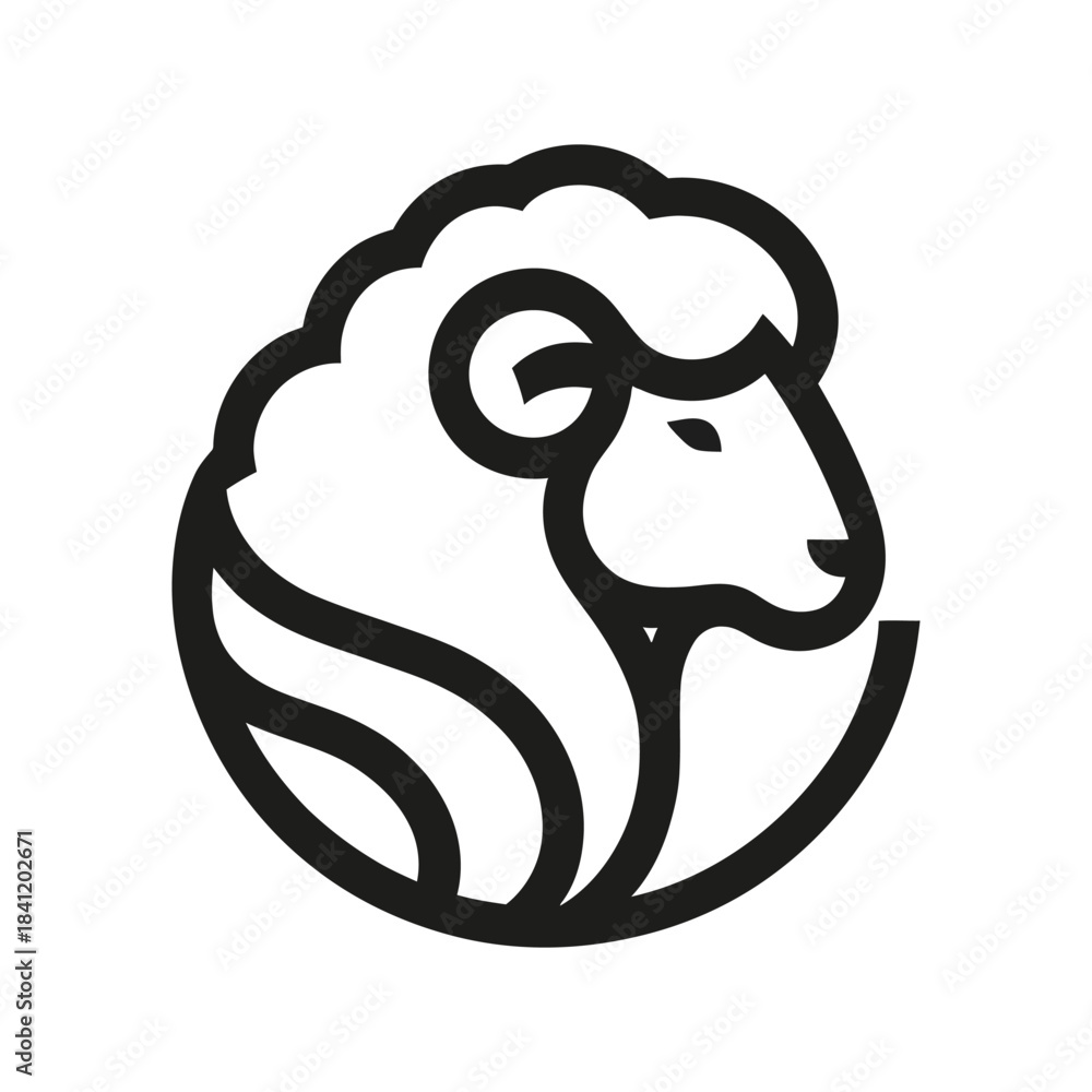 Obraz premium Ornamental Sheep Icon Set – Wool Pattern Silhouette Vector Collection