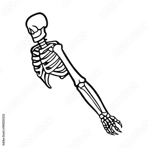 Cartoon illustration drawing of a man with a broom and shovel vector silhouette sketch