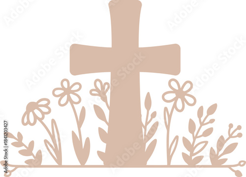 Floral Easter Cross Sign SVG, Laser Cut Files Glowforge Silhouette Cricut, religious christian, religion faith hope love, jesus christ, christianity