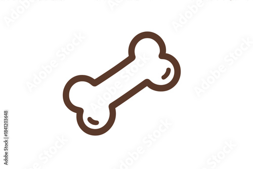 Brown bone shape on white background used for dog toys or treats in various settings for pet care
