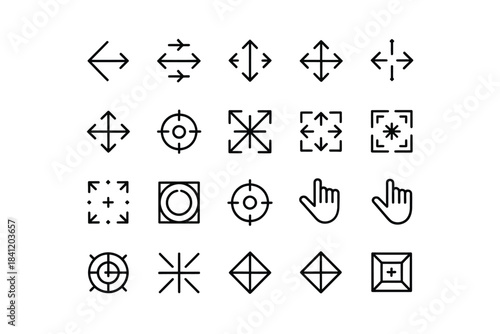 Collection of black and white cursor and navigation icons
