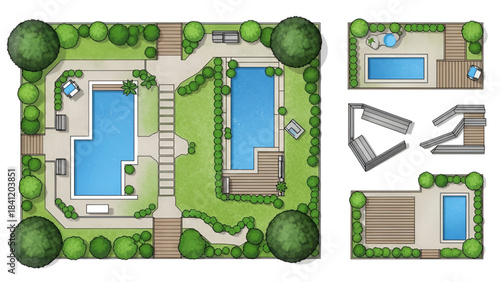 Landscape Architecture Symbols | Trees and Water Features Vector