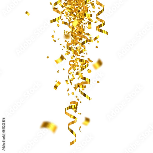 Golden Confetti Celebration on Clean White Background