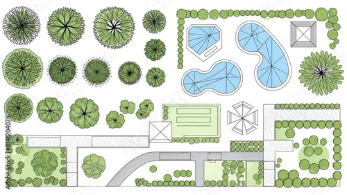 Vector Collection of Landscape Design Elements | Top-Down Garden Plan Symbols