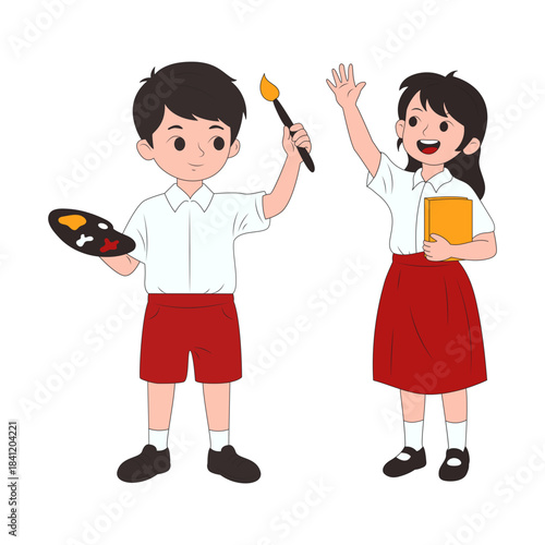 Cheerful school children engaged in creative art and academic learning, representing diverse educational activities.