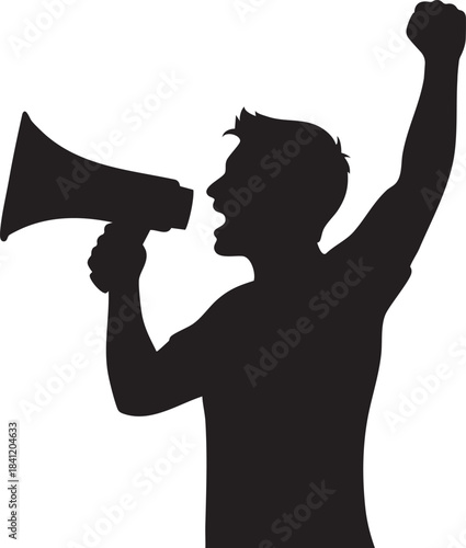 Businessman at Podium Giving a Speech - Public Speaking Silhouette Vector Graphic