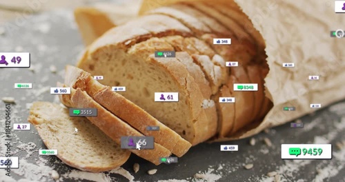 sliced loaf receiving notification badges on cursor hover, showing social engagement growth