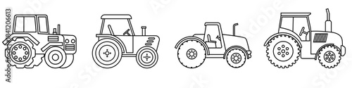 Tractor icon vector set. Farm tractor Illustration sign collection. Agricultural machinery symbol or logo.