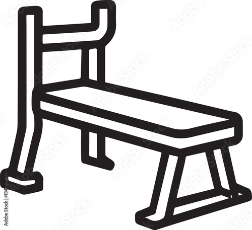 A sturdy weight bench, a minimalist illustration, designed for fitness enthusiasts. The image conveys simplicity and functionality of essential exercise equipment.