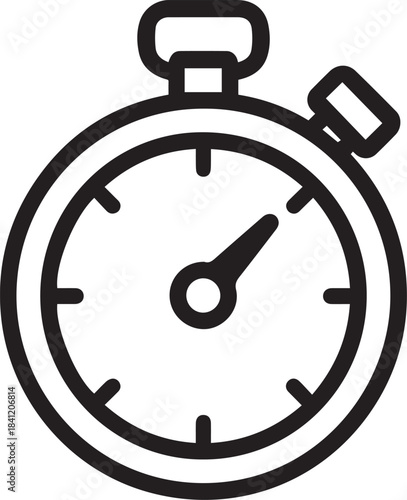 A minimalist vector illustration of a precise stopwatch, rendered in a crisp, clear line style, indicating timing and precision.