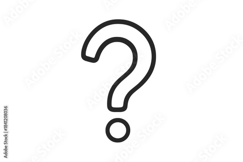 Creative drawing of a question mark designed with clear lines and simple shapes displayed on a white background