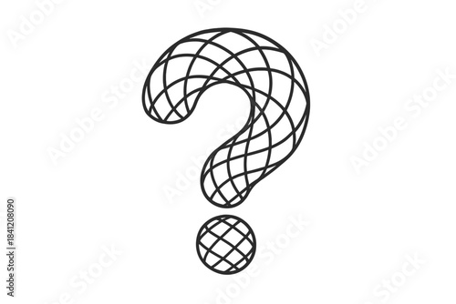 Creative design of a question mark shape with a mesh pattern in black and white
