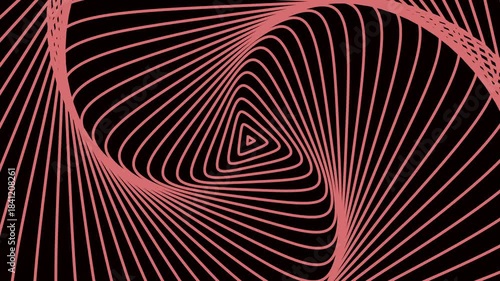 Red Twisted Triangle Wave – Abstract Spiral Flow Line Loop