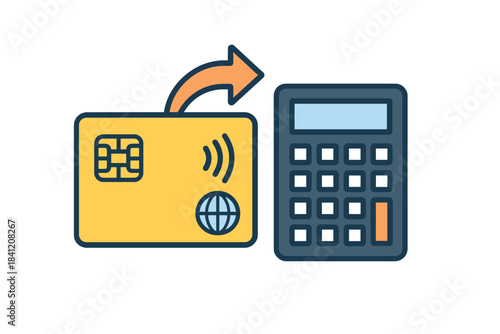 A bank card is placed next to a calculator