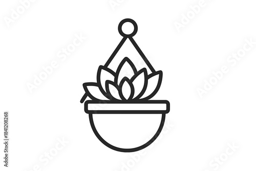 Hanging planter with succulent plants in a simple design suitable for home decoration or garden use