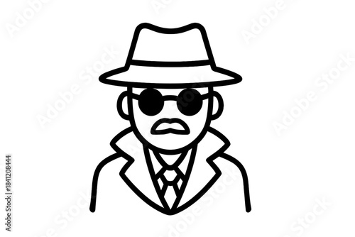 Man in hat and sunglasses with a serious expression and a coat ready for an investigation in a city setting during the day