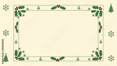 Christmas Quote Social Media Template – Minimal Vector Design with Holly & Icons