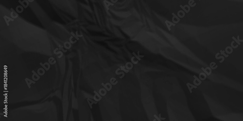 Black crumpled paper background texture pattern overlay. crinkled wrapper rumple wrinkled high resolution arts craft and Seamless black crumpled paper.	