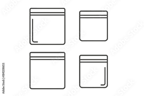 Different sizes of storage bags shown in a simple layout on a white background in a clean design for organizing items