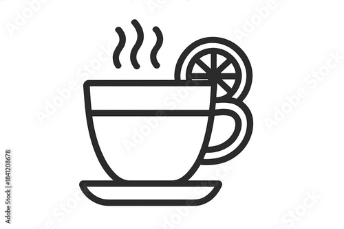 Hot beverage with lemon slice served on a small plate for enjoyment during cold days