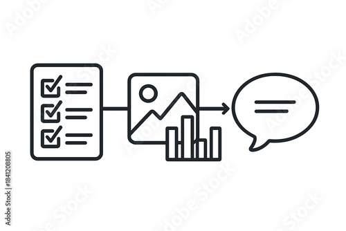 Workflow for visual data processing and analysis in a digital environment with multiple elements and clear steps