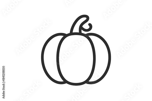 Pumpkin shown in simple line art style with clear outline on white background