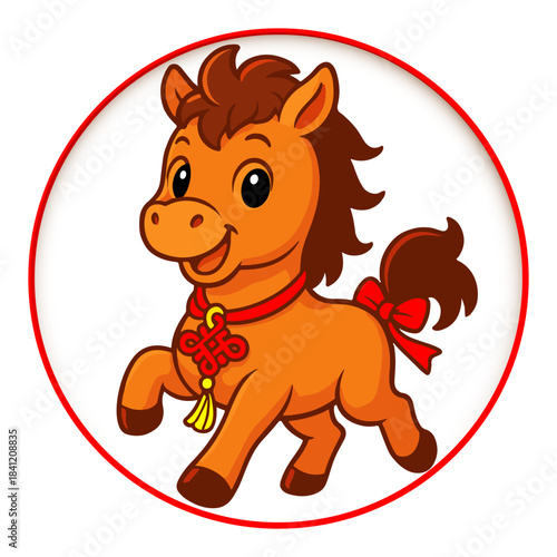  cartoon horse celebrating Chinese New Year