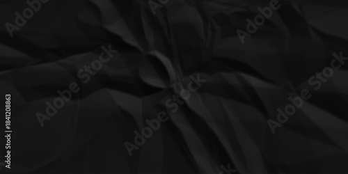 Black crumpled paper background texture pattern overlay. crinkled wrapper rumple wrinkled high resolution arts craft and Seamless black crumpled paper.	