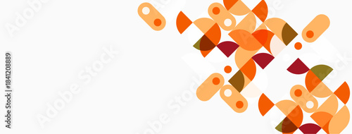 Abstract geometric shapes, warm colors dominate right side. Minimalist design, clean background, modern aesthetic.