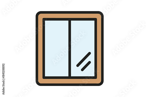 Simple window design in a modern style with a wooden frame and clear glass panes
