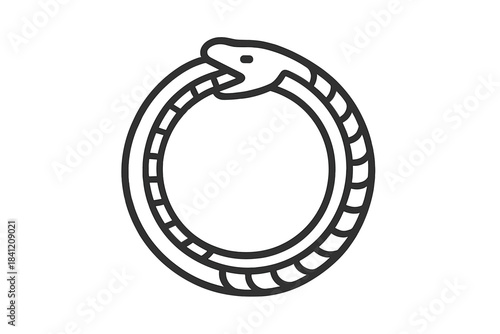 Symbol of a snake eating its tail in circular form representing unity and eternity in design