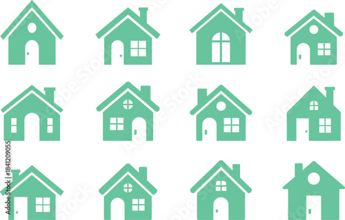 Home and House Icons – Real Estate, Property, Building Symbol Set On Vector Illustration