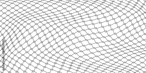 Steel wire chain link fence seamless pattern. Metal lattice with rhombus, diamond shape silhouette. Grid fence background.