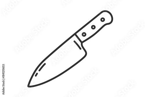 Sharp knife placed on a clean surface ready for food preparation in a kitchen setting