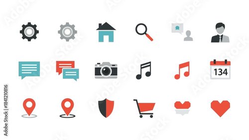 Collection of Flat Design Web and Mobile Application Icons.