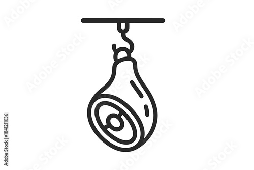 Hanging speaker on a ceiling mount in a room during a gathering or event