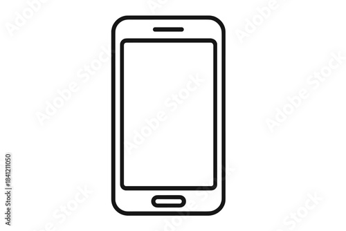 Outline of a smartphone with a blank screen showing the design and shape of a common mobile device